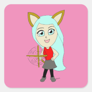 Adesivo Quadrado catgirl chibi