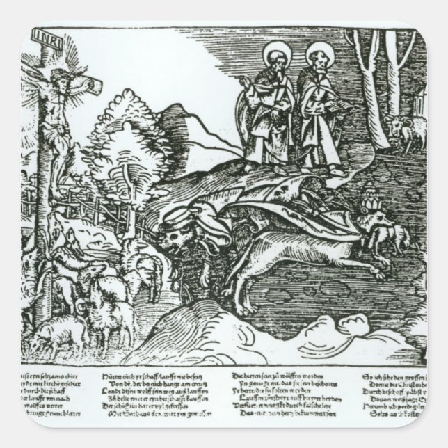 Adesivo Quadrado Catolicismo romano e luteranismo contrastado (Frente)