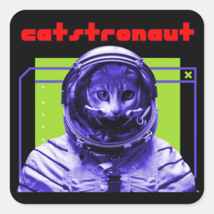 Adesivo Quadrado Catstronaut Cat Spaceman
