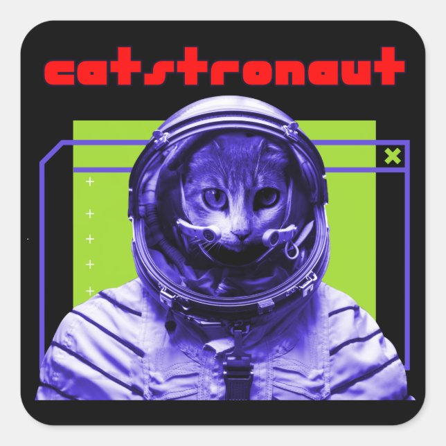 Adesivo Quadrado Catstronaut Cat Spaceman (Frente)