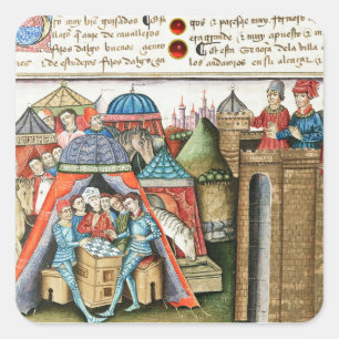 Adesivo Quadrado Cavaleiro Cifar Observa o Acampamento Inimigo Joga