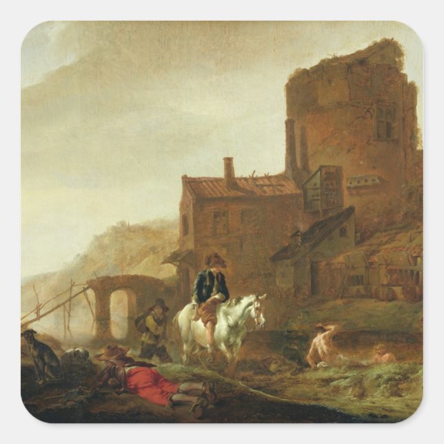 Adesivo Quadrado Cavaleiro e Bather (Frente)