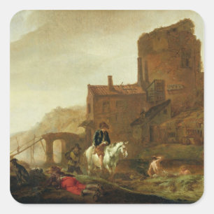 Adesivo Quadrado Cavaleiro e Bather