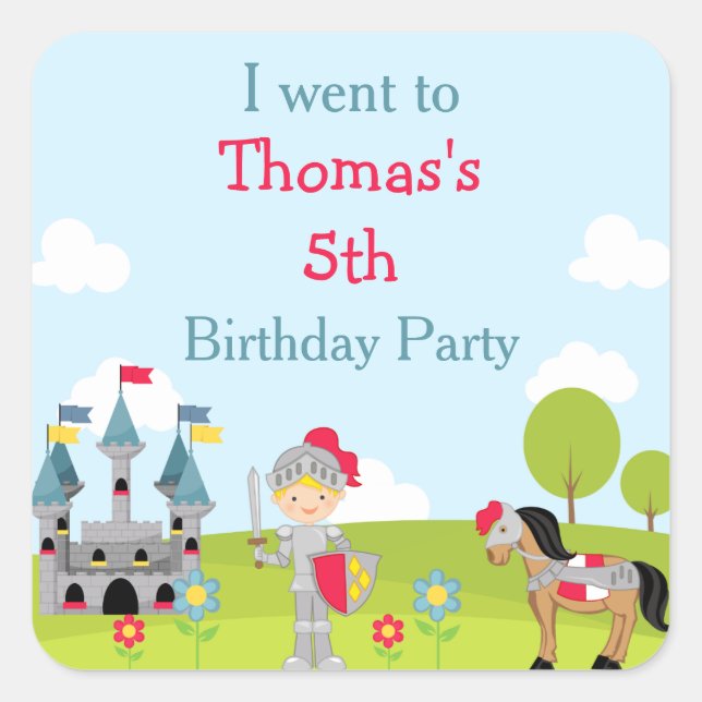 Adesivo Quadrado Cavaleiro Louro Bonito 'Eu fui para' (Frente)