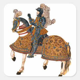Adesivo Quadrado Cavaleiro Medieval em Armor a cavalo