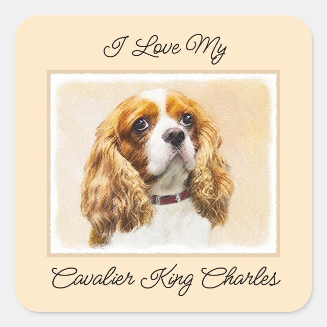 Adesivo Quadrado Cavalier King Charles Spaniel Original (Frente)