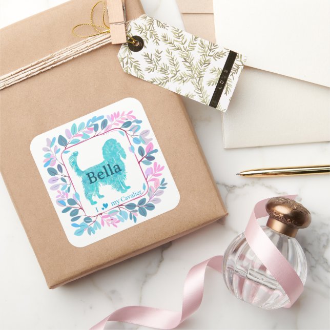 Adesivo Quadrado Cavalier Sticker – Personalized Pastel Blue Gift (Presentear)