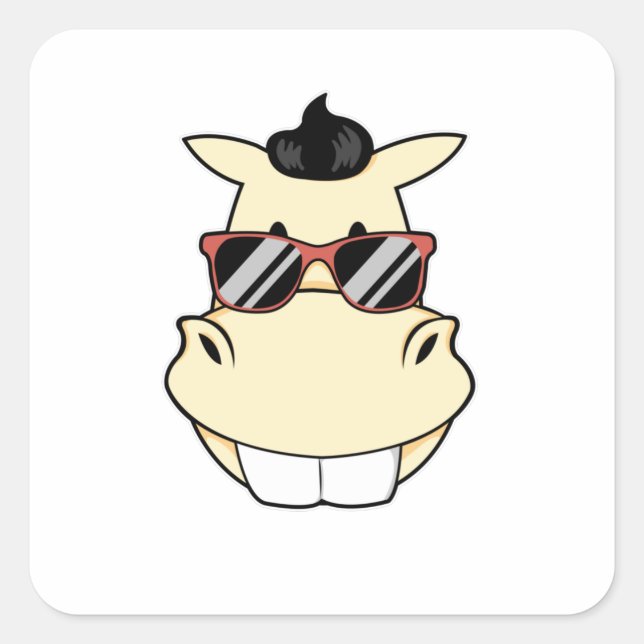 Adesivo Quadrado Cavalo com óculos de sol (Frente)