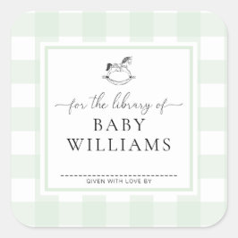 Adesivo Quadrado Cavalo de Balanço de Ginga Verde Biblioteca de Ex-