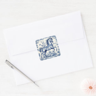 Adesivo Quadrado Cavalo de Carrossel Decorativo em Estilo Toile Fra