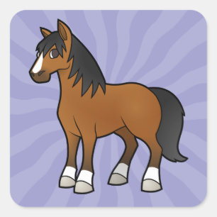 Adesivo Quadrado Cavalo de desenho animado