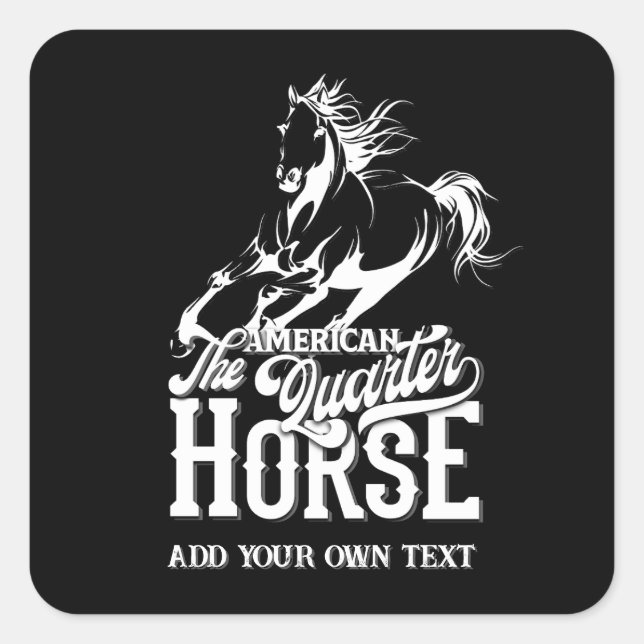 Adesivo Quadrado Cavalo de quarto americano Cowboy selvagem oeste (Frente)