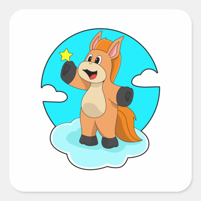Adesivo Quadrado Cavalo nas Nuvens (Frente)