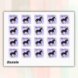 Adesivo Quadrado Cavalo Negro em lilás - monograma |