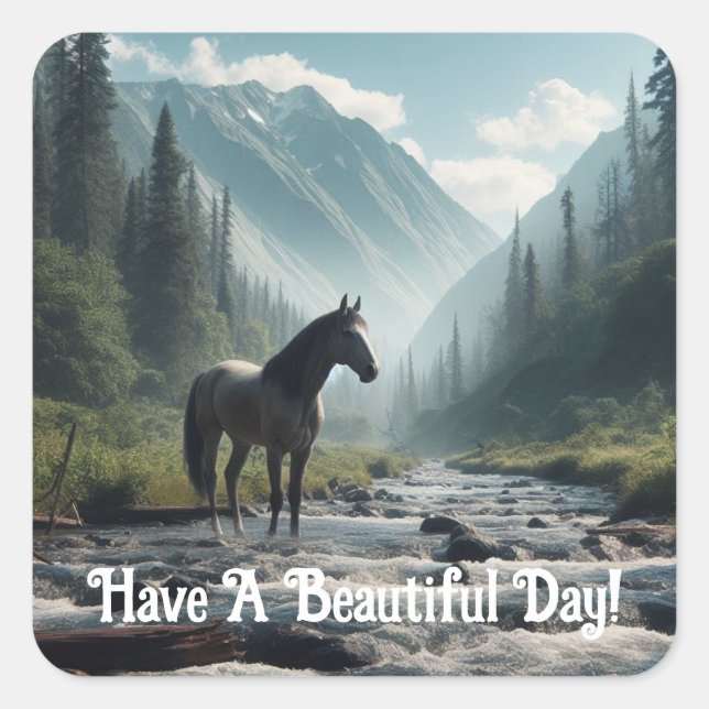 Adesivo Quadrado Cavalo no Stream Sticker (Frente)