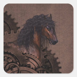 Adesivo Quadrado Cavalo Steampunk