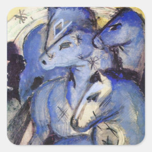 Adesivo Quadrado Cavalos bonitos - Franz Marc - o cavaleiro azul