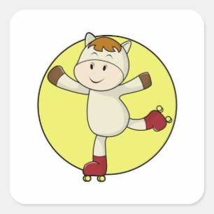 Adesivo Quadrado Cavalos como skater em linha e Skates em linha