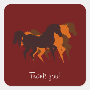 Adesivo Quadrado Cavalos Dançantes Obrigado Sticker