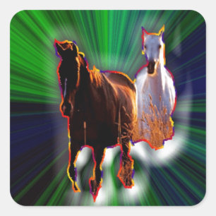 Adesivo Quadrado Cavalos de Fantasia