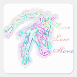 Adesivo Quadrado Cavalos de Paz e Amor
