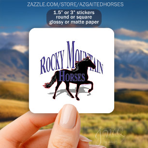 Adesivo Quadrado Cavalos Rocky Mountain Silhout Texto Negrito