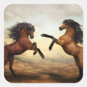 Adesivo Quadrado Cavalos Selvagens