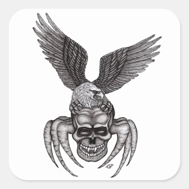 Adesivo Quadrado Caveira-aranha com águia (Frente)