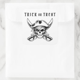 Adesivo Quadrado Caveira de Pirata Preto Dia das Bruxas ou Tratamen