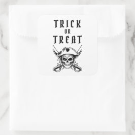 Adesivo Quadrado Caveira de Pirata Vintage Dia das Bruxas ou Traves