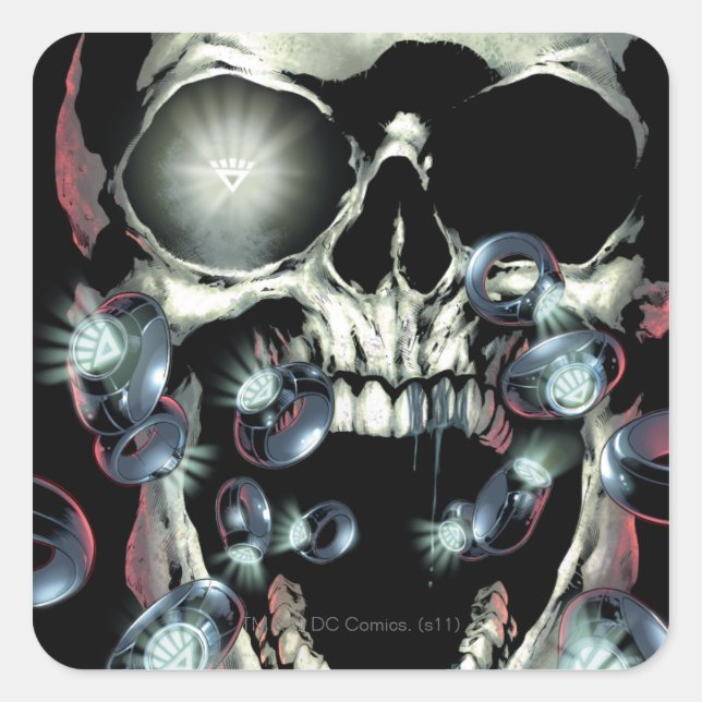 Adesivo Quadrado Caveira e Anéis - Cor (Frente)