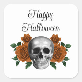 Adesivo Quadrado Caveira Floral Gótica Halloween