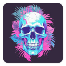 Caveira Floral no Estilo Vaporwave