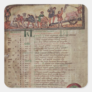 Adesivo Quadrado Ceifa e ploughing, de um calendário