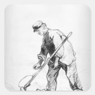 Adesivo Quadrado Ceifeira de Vincent van Gogh  