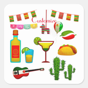 Adesivo Quadrado Celebração Cinco de Mayo Thunder_Cove