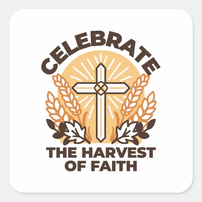 Adesivo Quadrado Celebração da Faith Harvest - Arte Inspiradora (Frente)