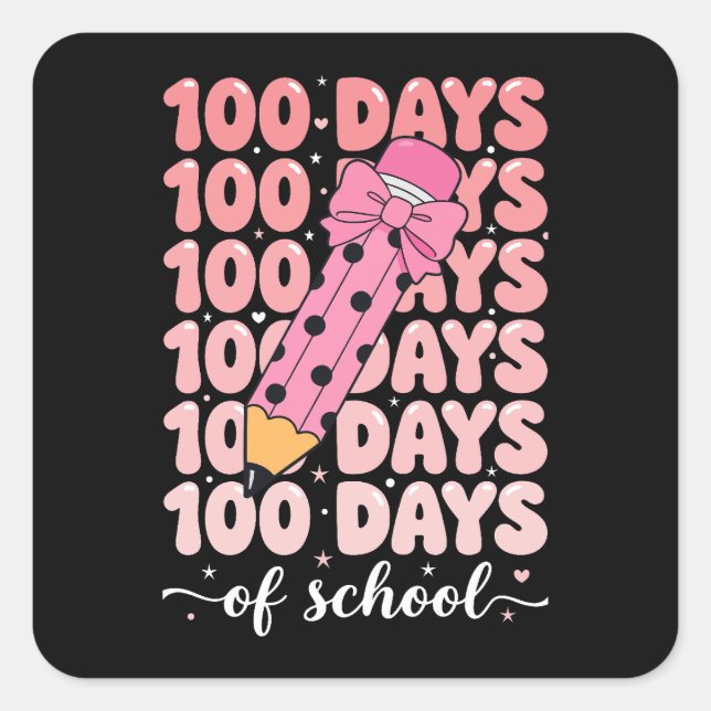 Adesivo Quadrado celebração de 100 dias de escola (Frente)