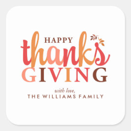 Adesivo Quadrado Celebração de Ação de Graças de Folhagem de Queda