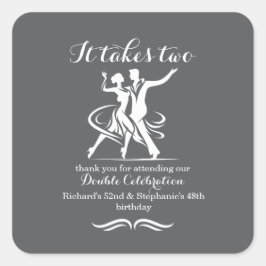 Adesivo Quadrado Celebração de Aniversário do Casal Dançante Elegan