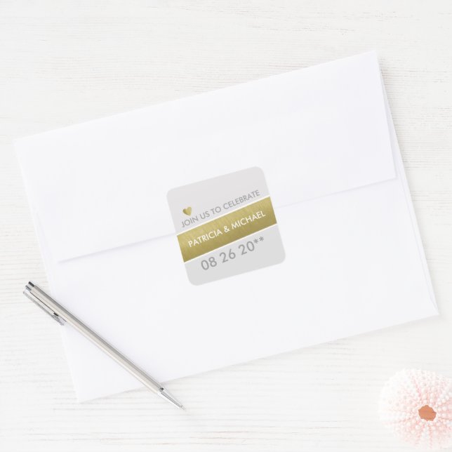 Adesivo Quadrado Celebração de Casamento (Envelope)