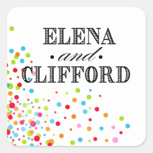 Adesivo Quadrado Celebração de Confetti - multicor