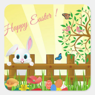 Adesivo Quadrado Celebração do felz pascoa