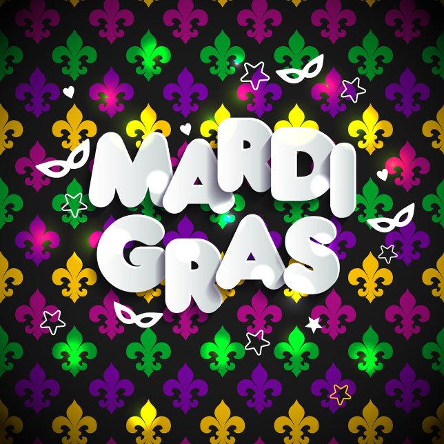 Adesivo Quadrado Celebração do Mardi Gras (Criador carregado)