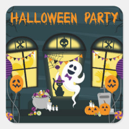 Adesivo Quadrado Celebração do Partido Halloween
