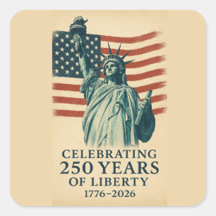Adesivo Quadrado Celebração Patriótica da Liberdade de 250 Anos da 