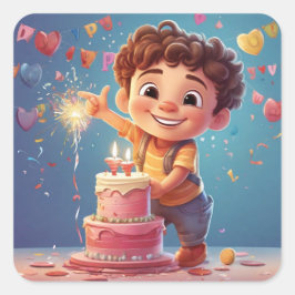 Adesivo Quadrado Celebrações alegres: Cartões de aniversários senti