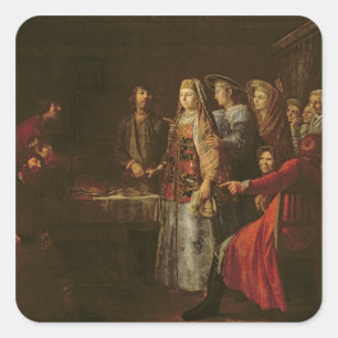 Adesivo Quadrado Celebrando o Acordo de Casamento, 1777