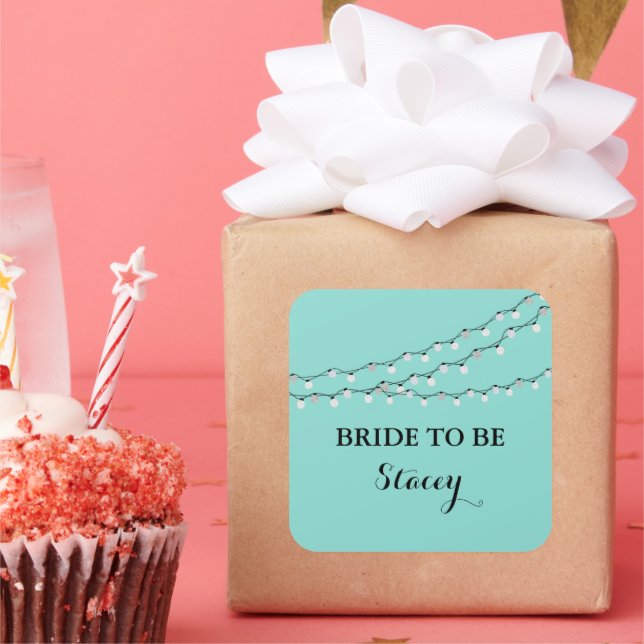 Adesivo Quadrado Celebrar A Noiva Azul Teal Para Ser Festa De Grelh (Festa)