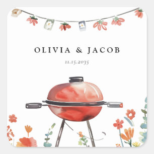 Adesivo Quadrado Celebrar vamos com Chá de Casais de CHURRASCO